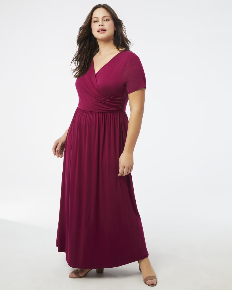 Plus size model with hourglass body shape wearing Carnation Wrap Maxi Dress by Meri Skye | Dia&Co | dia_product_style_image_id:158639
